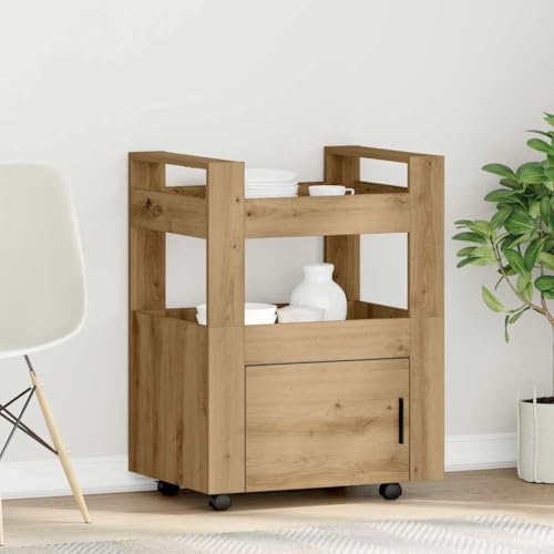 WSJHUHK Küchenwagen Artisan Eiche, 60 x 45 x 80 cm, Holz-Möbel, Rollwagen, Küchen- und Esszimmerwagen von WSJHUHK