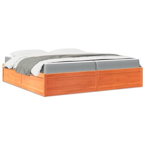 WSJHUHK Möbel, Betten & Accessoires, Betten & Bettrahmen, Bett mit Matratze wachsbraun 200x200 cm Massivholz Kiefer WSJHUHK Möbel, Betten & Accessoires, Betten & Bettrahmen, Bett mit Matratze wachsbraun 200x200 cm Massivholz Kiefer von WSJHUHK