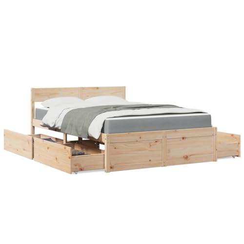 WSJHUHK Möbel, Betten & Accessoires, Betten & Bettrahmen, Bett mit Schubladen und Matratze 120x200 cm Massivholz Kiefer WSJHUHK Möbel, Betten & Accessoires, Betten & Bettrahmen, Bett mit Schubladen und Matratze 120x200 cm Massivholz Kiefer von WSJHUHK