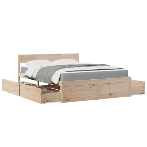 WSJHUHK Möbel, Betten & Accessoires, Betten & Bettrahmen, Bett mit Schubladen und Matratze 160x200 cm Massivholz Kiefer WSJHUHK Möbel, Betten & Accessoires, Betten & Bettrahmen, Bett mit Schubladen und Matratze 160x200 cm Massivholz Kiefer von WSJHUHK