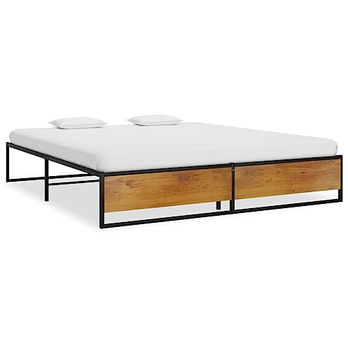 WSJHUHK Möbel, Betten & Accessoires, Betten & Bettrahmen, Bettgestell ohne Matratze, schwarzes Metall, 200 x 200 cm von WSJHUHK