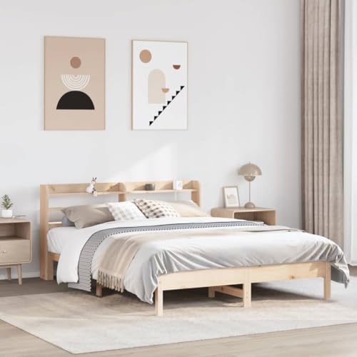 WSJHUHK Möbel, Betten & Accessoires, Betten & Bettrahmen, Bettgestell ohne Matratze 135x190 cm, Doppelbett Massivholz Kiefer von WSJHUHK