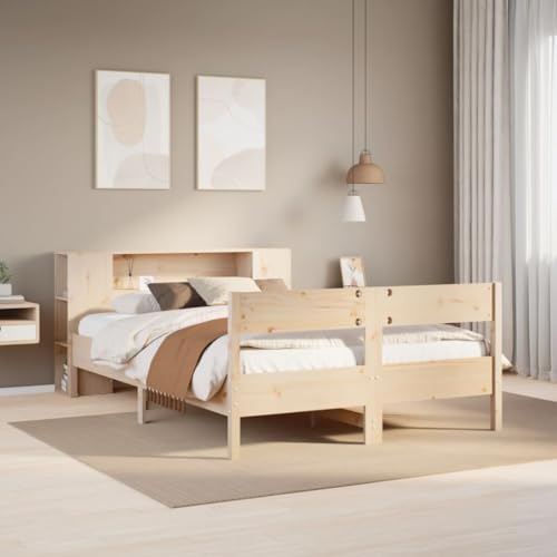 WSJHUHK Möbel, Betten & Accessoires, Betten & Bettrahmen, Bücherregal Bett ohne Matratze 140x190cm Massivholz Kiefer von WSJHUHK