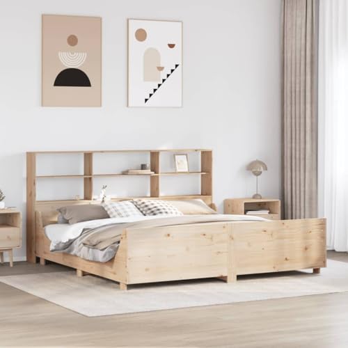 WSJHUHK Möbel, Betten & Accessoires, Betten & Bettrahmen, Bücherregal Bett ohne Matratze 180x200 cm Super King Massivholz von WSJHUHK
