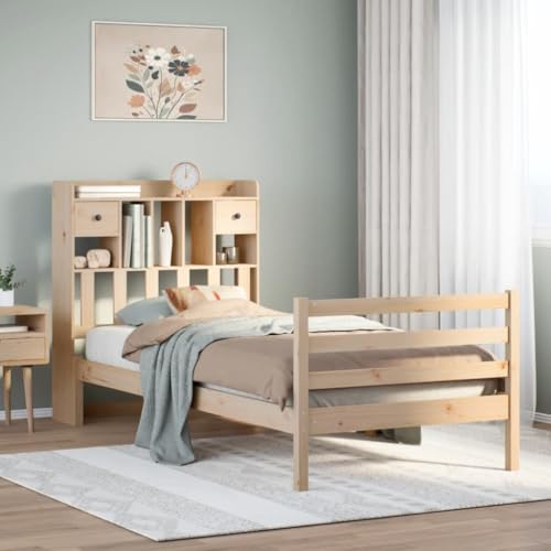 WSJHUHK Möbel, Betten & Accessoires, Betten & Bettrahmen, Bücherregal Bett ohne Matratze 90x190 cm Einzelbett Massivholz Kiefer von WSJHUHK