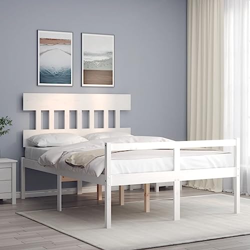 WSJHUHK Möbel, Betten & Zubehör, Betten & Bettrahmen, Seniorenbett ohne Matratze, weißes Doppelbett, Massivholz von WSJHUHK