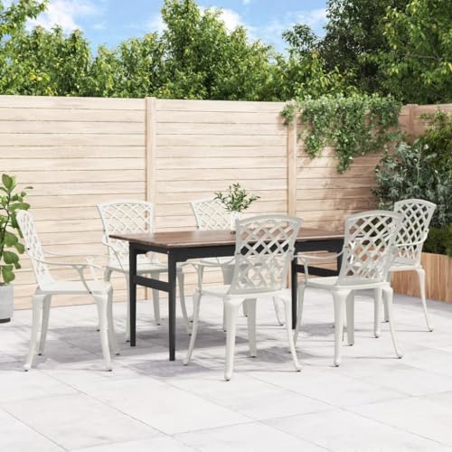 WSJHUHK Möbel, Gartenmöbel, Gartenmöbel, Gartenstühle, Aluminiumguss, weiß, 6 Stück von WSJHUHK