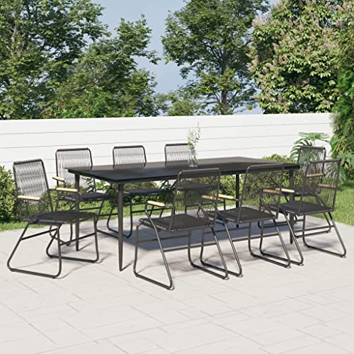 WSJHUHK Möbel, Gartenmöbel, Gartenmöbel-Set, 9-teilig, schwarzes PVC-Rattan von WSJHUHK