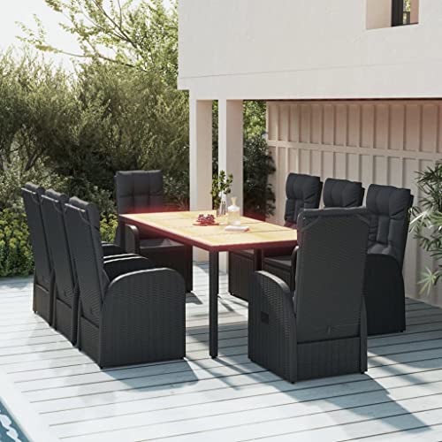WSJHUHK Möbel, Gartenmöbel, Gartenmöbel-Set, 9-teilig, schwarzes Poly-Rattan und Akazienholz WSJHUHK Möbel, Gartenmöbel, Gartenmöbel-Set, 9-teilig, schwarzes Poly-Rattan und Akazienholz von WSJHUHK