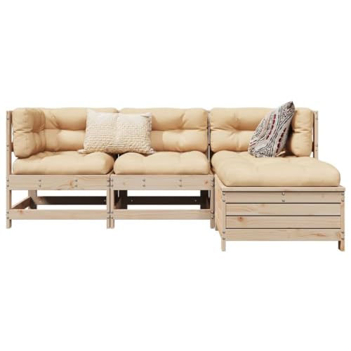 WSJHUHK Möbel, Outdoor-Möbel, Gartenmöbel-Set, 4-teiliges Garten-Sofa-Set, Massivholz, Kiefer WSJHUHK Möbel, Outdoor-Möbel, Gartenmöbel-Set, 4-teiliges Garten-Sofa-Set, Massivholz, Kiefer von WSJHUHK