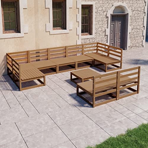WSJHUHK Möbel, Outdoor-Möbel, Gartenmöbel-Sets, 10-teiliges Garten-Lounge-Set, massives Kiefernholz von WSJHUHK