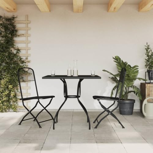 WSJHUHK Möbel, Outdoor-Möbel, Gartenmöbel-Sets, 3-teiliges Garten-Esstisch-Set, anthrazitfarbenes Metallgeflecht von WSJHUHK