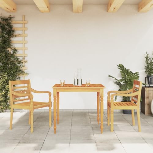 WSJHUHK Möbel, Outdoor-Möbel, Gartenmöbel-Sets, 3-teiliges Garten-Esszimmer-Set, Massivholz, Teakholz von WSJHUHK