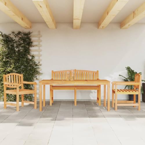 WSJHUHK Möbel, Outdoor-Möbel, Gartenmöbel-Sets, 4-teiliges Garten-Esszimmer-Set, Massivholz, Teakholz von WSJHUHK