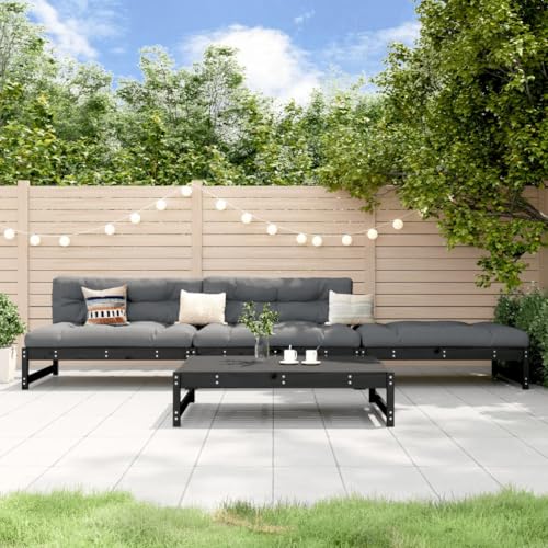 WSJHUHK Möbel, Outdoor-Möbel, Gartenmöbel-Sets, 4-teiliges Garten-Lounge-Set, schwarzes Massivholz, Kiefer von WSJHUHK