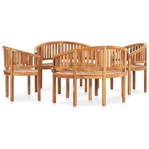 WSJHUHK Möbel, Outdoor-Möbel, Gartenmöbel-Sets, 5-teiliges Bananen-Garten-Lounge-Set, massives Teakholz von WSJHUHK