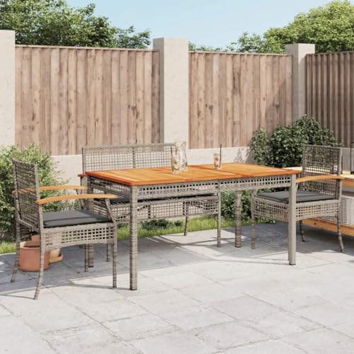 WSJHUHK Möbel, Outdoor-Möbel, Gartenmöbel-Sets, 5-teiliges Garten-Ess-Set mit Kissen, graues Polyrattan von WSJHUHK