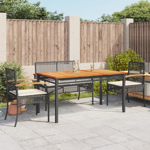 WSJHUHK Möbel, Outdoor-Möbel, Gartenmöbel-Sets, 5-teiliges Garten-Ess-Set mit Kissen, schwarzes Polyrattan von WSJHUHK