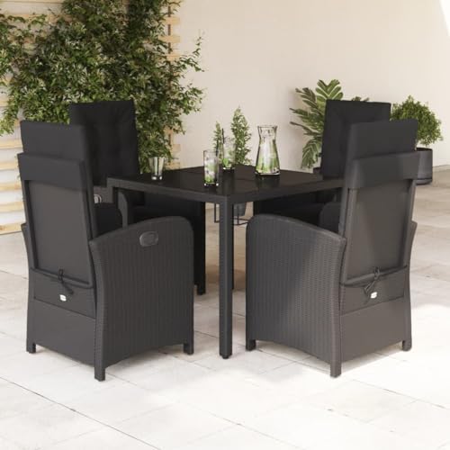 WSJHUHK Möbel, Outdoor-Möbel, Gartenmöbel-Sets, 5-teiliges Garten-Ess-Set mit Kissen, schwarzes Polyrattan WSJHUHK Möbel, Outdoor-Möbel, Gartenmöbel-Sets, 5-teiliges Garten-Ess-Set mit Kissen, schwarzes Polyrattan von WSJHUHK