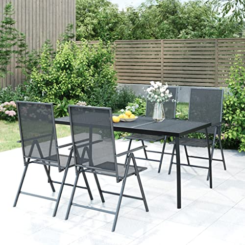 WSJHUHK Möbel, Outdoor-Möbel, Gartenmöbel-Sets, 5-teiliges Garten-Esstisch-Set, Anthrazit-Stahl von WSJHUHK