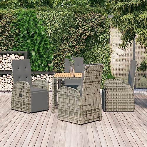 WSJHUHK Möbel, Outdoor-Möbel, Gartenmöbel-Sets, 5-teiliges Garten-Esstisch-Set, Poly-Rattan und Massivholz, Akazie WSJHUHK Möbel, Outdoor-Möbel, Gartenmöbel-Sets, 5-teiliges Garten-Esstisch-Set, Poly-Rattan und Massivholz, Akazie von WSJHUHK