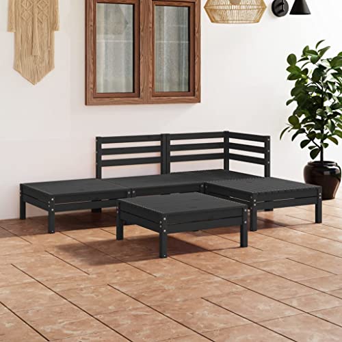 WSJHUHK Möbel, Outdoor-Möbel, Gartenmöbel-Sets, 5-teiliges Garten-Lounge-Set, massives Kiefernholz, Schwarz WSJHUHK Möbel, Outdoor-Möbel, Gartenmöbel-Sets, 5-teiliges Garten-Lounge-Set, massives Kiefernholz, Schwarz von WSJHUHK