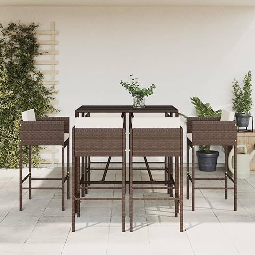 WSJHUHK Möbel, Outdoor-Möbel, Gartenmöbel-Sets, 7-teiliges Garten-Bar-Set mit Kissen, braunes Polyrattan WSJHUHK Möbel, Outdoor-Möbel, Gartenmöbel-Sets, 7-teiliges Garten-Bar-Set mit Kissen, braunes Polyrattan von WSJHUHK