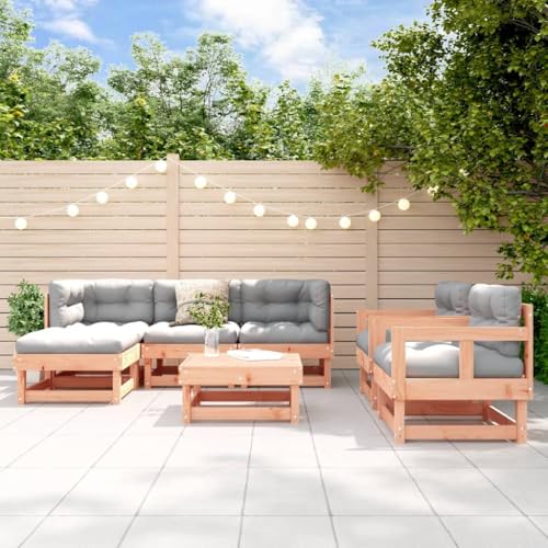 WSJHUHK Möbel, Outdoor-Möbel, Gartenmöbel-Sets, 7-teiliges Garten-Lounge-Set, Massivholz, Douglas von WSJHUHK