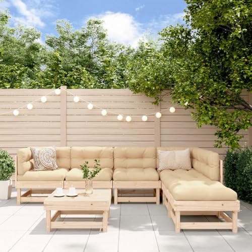 WSJHUHK Möbel, Outdoor-Möbel, Gartenmöbel-Sets, 7-teiliges Garten-Lounge-Set, Massivholz, Kiefer von WSJHUHK