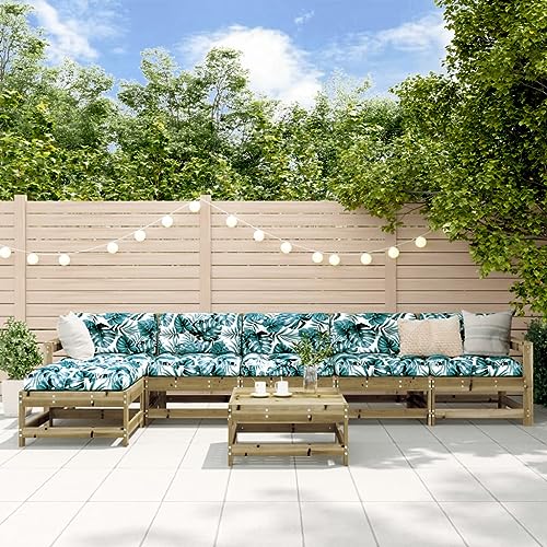 WSJHUHK Möbel, Outdoor-Möbel, Gartenmöbel-Sets, 7-teiliges Garten-Lounge-Set, imprägniertes Holz, Kiefer von WSJHUHK