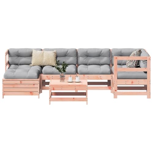 WSJHUHK Möbel, Outdoor-Möbel, Gartenmöbel-Sets, 7-teiliges Gartensofa-Set, Massivholz, Douglasie von WSJHUHK