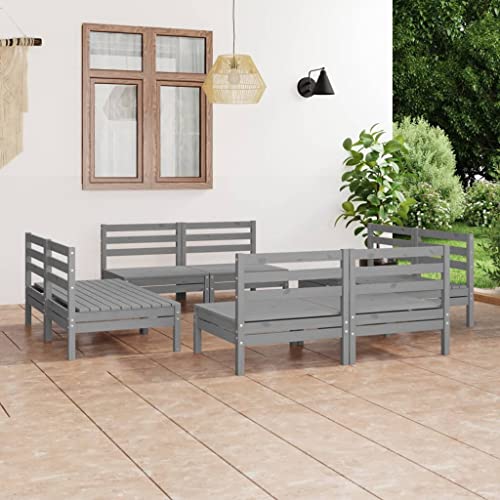 WSJHUHK Möbel, Outdoor-Möbel, Gartenmöbel-Sets, 8-teiliges Garten-Lounge-Set, grau, massives Kiefernholz WSJHUHK Möbel, Outdoor-Möbel, Gartenmöbel-Sets, 8-teiliges Garten-Lounge-Set, grau, massives Kiefernholz von WSJHUHK