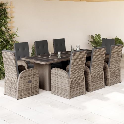WSJHUHK Möbel, Outdoor-Möbel, Gartenmöbel-Sets, 9-teiliges Garten-Ess-Set mit Kissen, graues Polyrattan WSJHUHK Möbel, Outdoor-Möbel, Gartenmöbel-Sets, 9-teiliges Garten-Ess-Set mit Kissen, graues Polyrattan von WSJHUHK