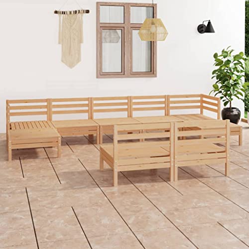 WSJHUHK Möbel, Outdoor-Möbel, Gartenmöbel-Sets, 9-teiliges Garten-Lounge-Set, Massivholz, Kiefer von WSJHUHK