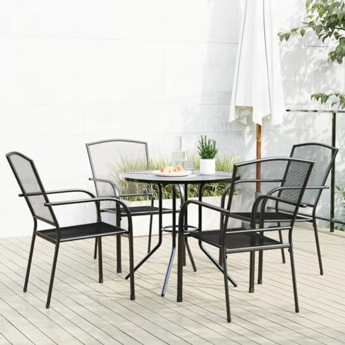 WSJHUHK Möbel, Outdoor-Möbel, Gartenmöbel-Sets, stapelbares Gartenstuhl-Set, 5-teilig, anthrazit, pulverbeschichteter Stahl von WSJHUHK