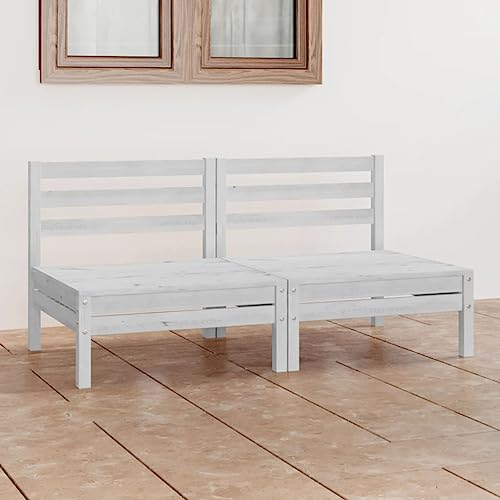 WSJHUHK Möbel, Outdoor-Möbel, Outdoor-Sitze, Outdoor-Sofas, Garten-Sofa, 2-Sitzer-Sofa, weiß, massives Kiefernholz von WSJHUHK