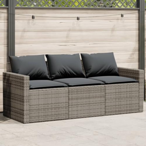 WSJHUHK Möbel, Outdoor-Möbel, Outdoor-Sitze, Outdoor-Sofas, Gartensofa mit Kissen, 3-Sitzer, graues Polyrattan WSJHUHK Möbel, Outdoor-Möbel, Outdoor-Sitze, Outdoor-Sofas, Gartensofa mit Kissen, 3-Sitzer, graues Polyrattan von WSJHUHK
