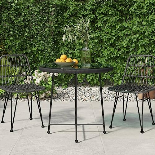WSJHUHK Möbel, Outdoor-Möbel, Outdoor-Tische, Esstisch, schwarz, 80 cm, gehärtetes Glas und Stahl WSJHUHK Möbel, Outdoor-Möbel, Outdoor-Tische, Esstisch, schwarz, 80 cm, gehärtetes Glas und Stahl von WSJHUHK