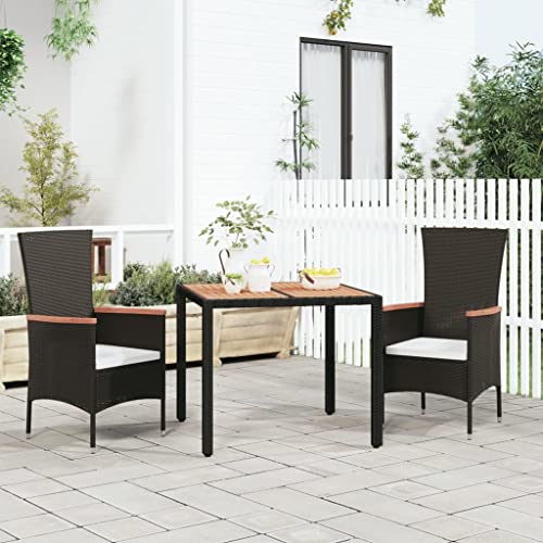 WSJHUHK Möbel, Outdoor-Möbel, Outdoor-Tische, Gartentisch mit Holzplatte, schwarzes Polyrattan und Akazienholz WSJHUHK Möbel, Outdoor-Möbel, Outdoor-Tische, Gartentisch mit Holzplatte, schwarzes Polyrattan und Akazienholz von WSJHUHK