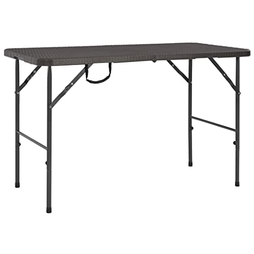 WSJHUHK Möbel, Outdoor-Möbel, Outdoor-Tische, klappbarer Gartentisch, braun, 120 x 60 x 74 cm, HDPE-Rattan-Optik von WSJHUHK