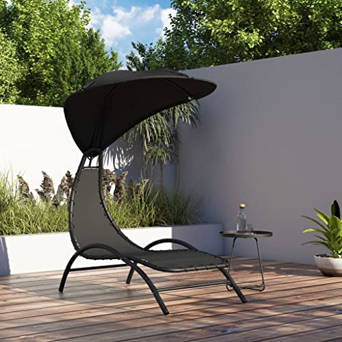 WSJHUHK Möbel, Outdoor-Möbel, Sitzgelegenheiten, Sonnenliege mit Baldachin, schwarz, 167 x 80 x 195 cm, Stoff und Stahl WSJHUHK Möbel, Outdoor-Möbel, Sitzgelegenheiten, Sonnenliege mit Baldachin, schwarz, 167 x 80 x 195 cm, Stoff und Stahl von WSJHUHK