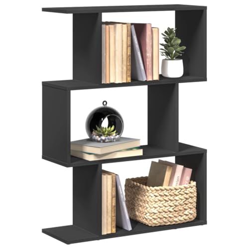 WSJHUHK Möbel, Regale, Bücherregale und Standregale, Raumteiler, Bücherregal, 3-stöckig, schwarz, 70 x 24 x 97 cm, Holzwerkstoff von WSJHUHK