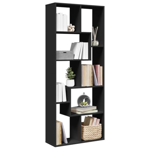 WSJHUHK Möbel, Regale, Bücherregale und Standregale, Raumteiler, Bücherregal, Schwarz, 67 x 25 x 161,5 cm, Holzwerkstoff von WSJHUHK