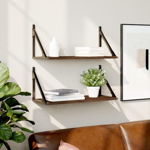 WSJHUHK Möbel, Regale, Wandregale und Latten, Wandregale, 2 Stück, braune Eiche, 60 x 25 x 25,5 cm, Holzwerkstoff WSJHUHK Möbel, Regale, Wandregale und Latten, Wandregale, 2 Stück, braune Eiche, 60 x 25 x 25,5 cm, Holzwerkstoff von WSJHUHK