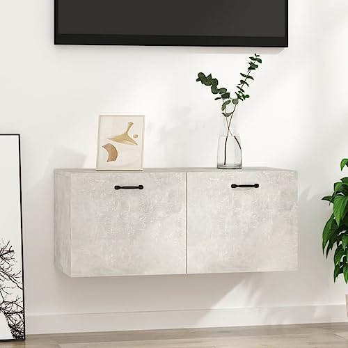 WSJHUHK Möbel, Regale, Wandregale und Latten, Wandschrank, Betongrau, 80 x 36,5 x 35 cm, Holzwerkstoff von WSJHUHK