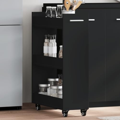WSJHUHK Möbel, Schränke und Aufbewahrung, Aufbewahrungsschränke und Schließfächer, Schrank mit Rollen, schwarz, 60 x 22 x 79 cm, Holzwerkstoff von WSJHUHK