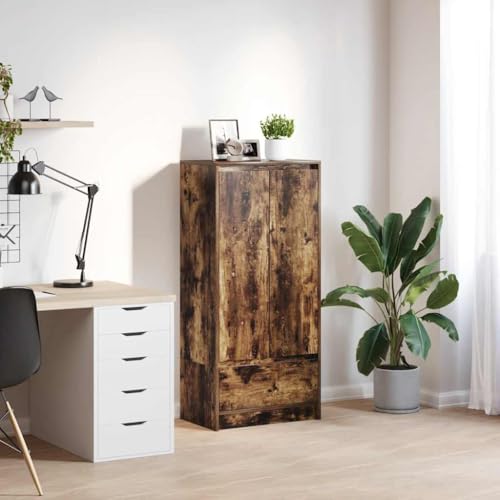 WSJHUHK Möbel, Schränke und Aufbewahrung, Buffets und Sideboards, Schrank mit Schublade, geräucherte Eiche, 55,5 x 34 x 119,5 cm, Holzwerkstoff WSJHUHK Möbel, Schränke und Aufbewahrung, Buffets und Sideboards, Schrank mit Schublade, geräucherte Eiche, 55,5 x 34 x 119,5 cm, Holzwerkstoff von WSJHUHK