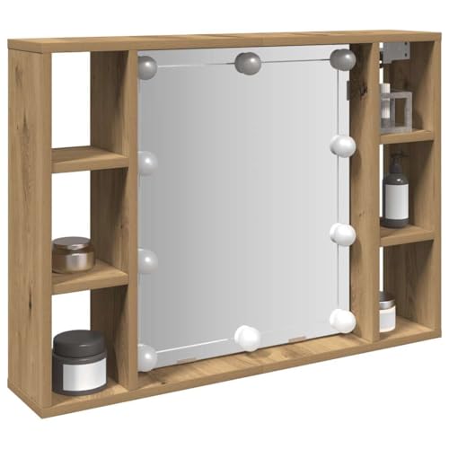 WSJHUHK Möbel, Schränke & Aufbewahrung, Spiegelschrank mit LED, Artisan Eiche, 76 x 15 x 55 cm, Holzwerkstoff von WSJHUHK