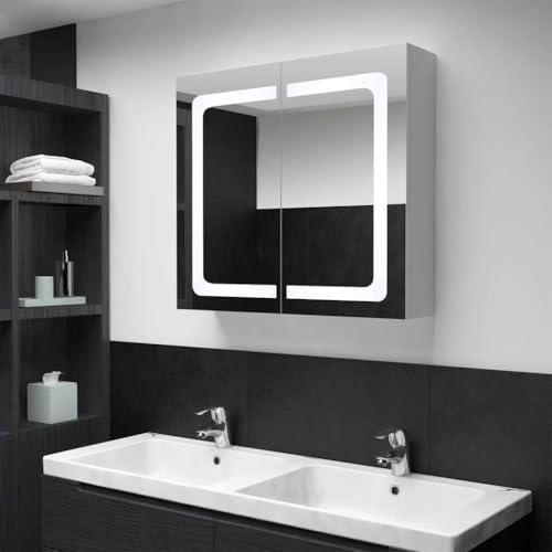WSJHUHK Möbel, Schränke und Aufbewahrung, Waschtischunterschrank, Badezimmerschrank, LED-Badezimmer-Spiegelschrank, 80 x 12,2 x 68 cm von WSJHUHK