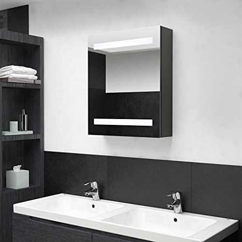 WSJHUHK Möbel, Schränke & Aufbewahrung, Waschtischunterschrank, Badezimmerunterschrank, LED-Badezimmer-Spiegelschrank, Anthrazit, 50 x 14 x 60 cm von WSJHUHK